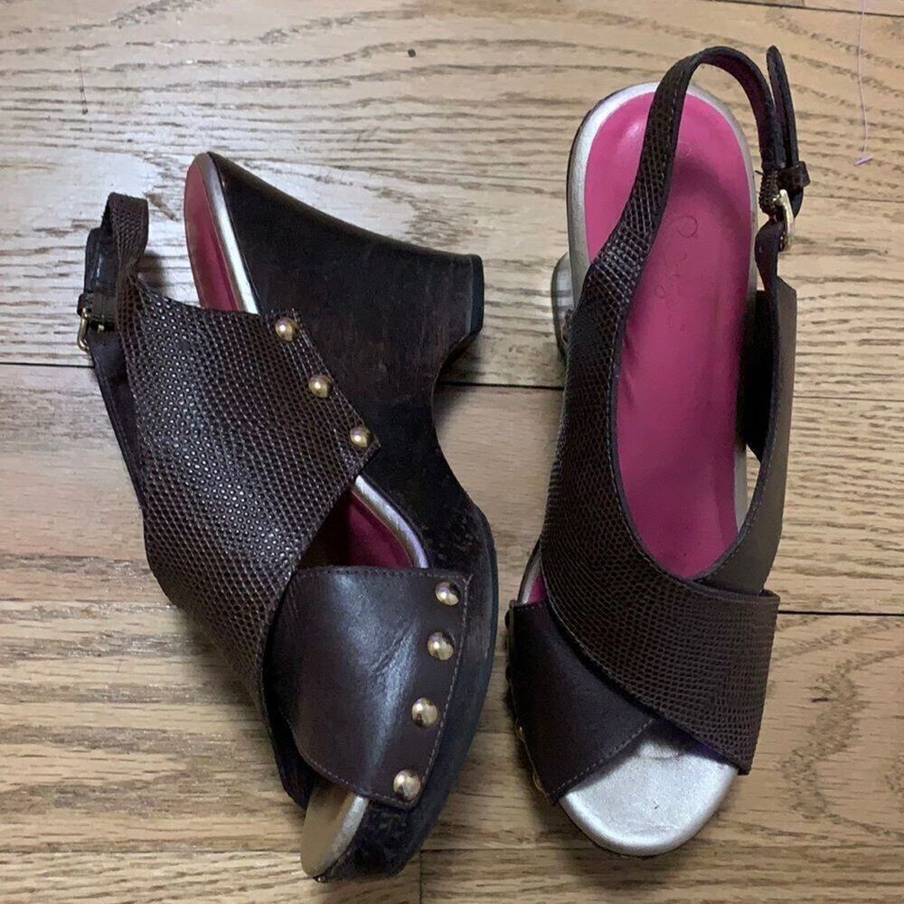 LILLY PULITZER LEATHER PLATFORM SANDALS SIZE 8M